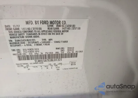 2018 Lincoln Mkt Reserve from USA, damaged, VIN 2LMHJ5ATXJBL01221